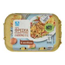Αυγά Φρέσκα Κλωβοστοιχίας Medium 6 Τεμάχια