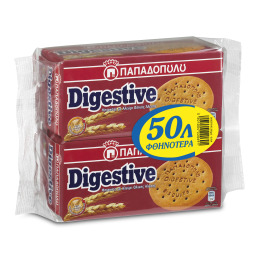 Μπισκότα Digestive Ολικής Άλεσης 2x250gr 0.50Ε Φθην.