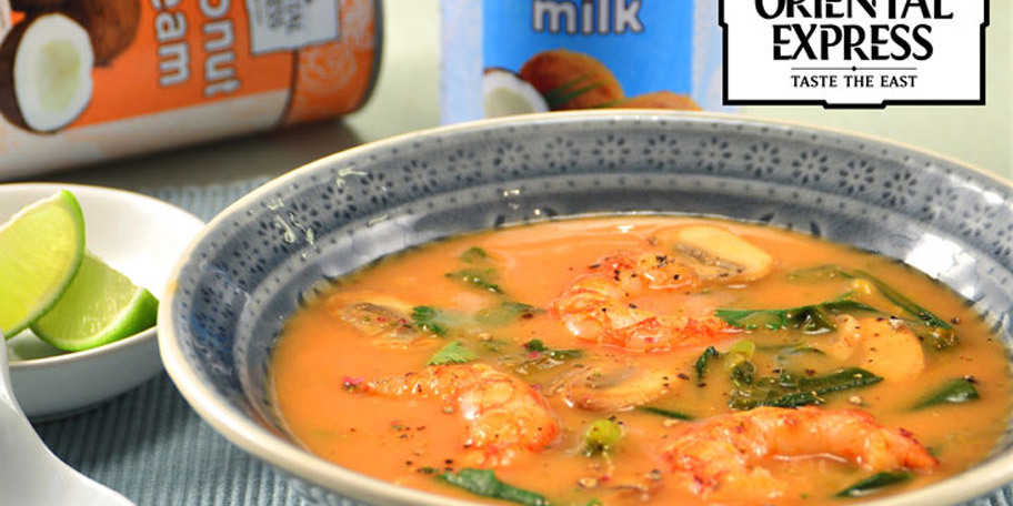 Thai Σούπα με Γαρίδες, Σπανάκι και Γάλα Καρύδας