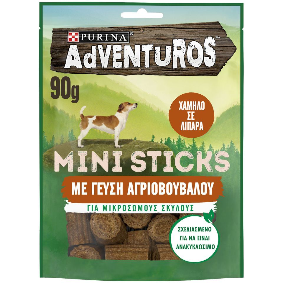 PURINA ONE Σκυλοτροφή Adventuros Mini Sticks με Αγριοβούβαλο 90g